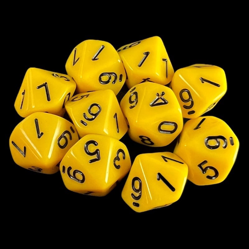 TDSO Opaque Yellow 10 x D10 Dice Set