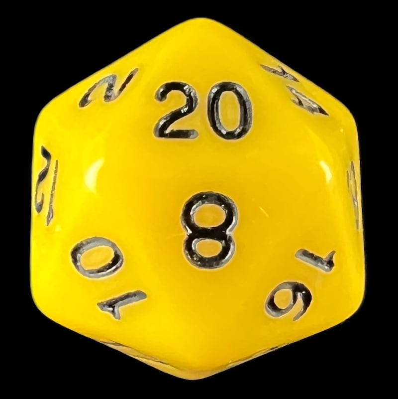 TDSO Opaque Yellow D20 Dice