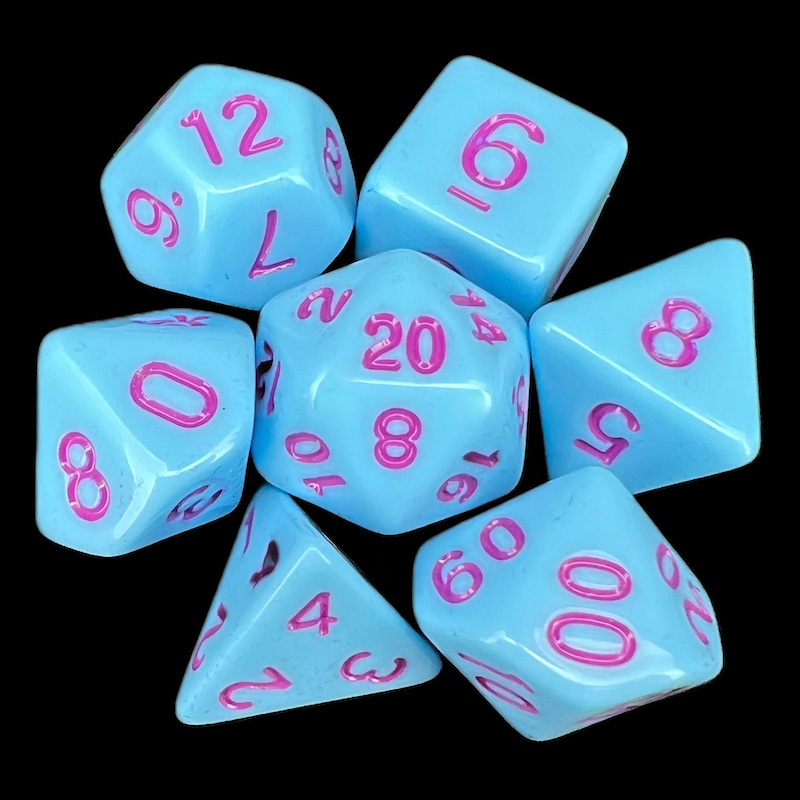 TDSO Pastel Opaque Blue & Purple 7 Dice Polyset
