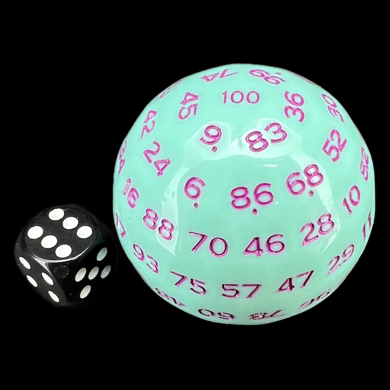 TDSO Pastel Opaque Mint & Purple HUGE 50mm D100 Dice