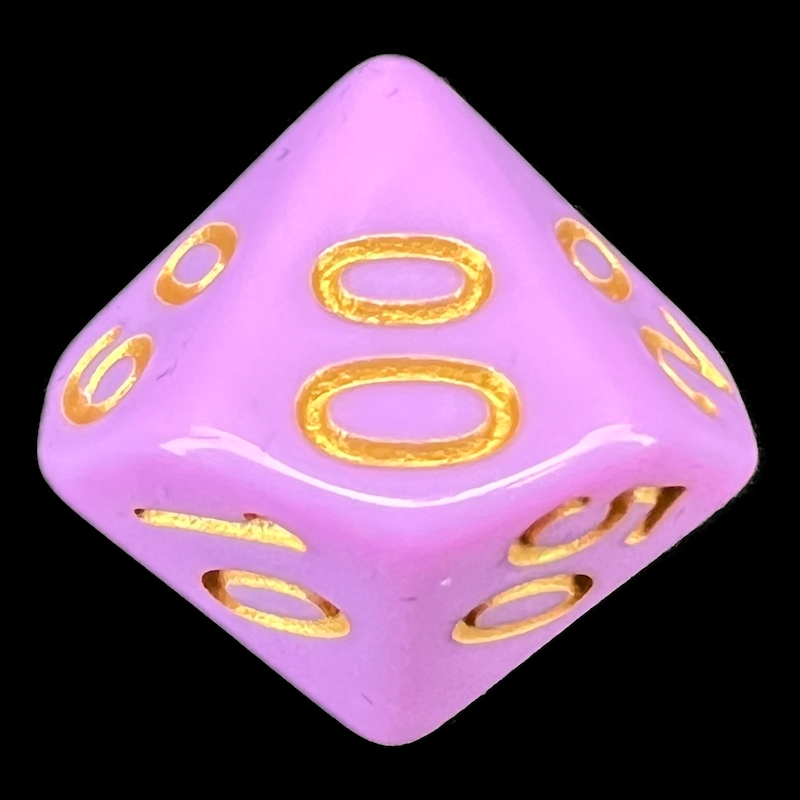 TDSO Pastel Opaque Pink & Gold Percentile Dice