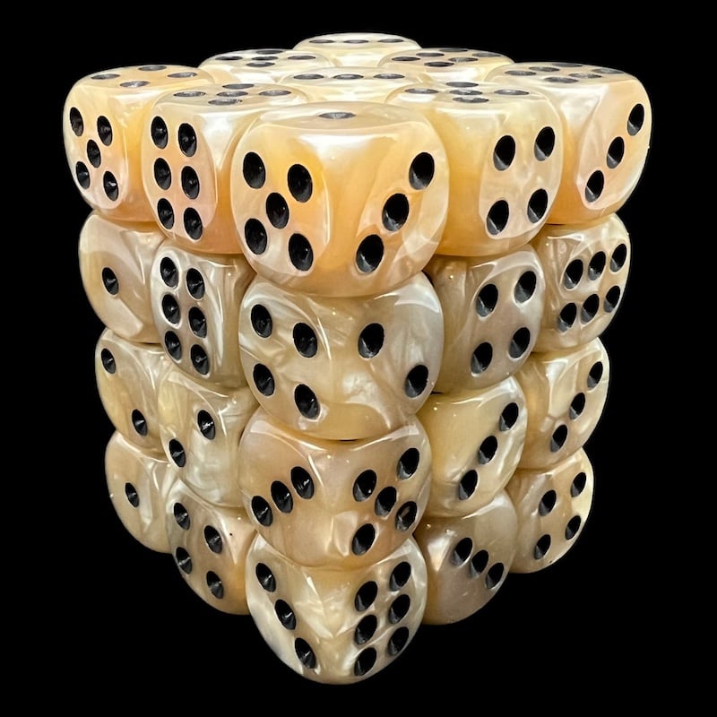 TDSO Pearl Beige & Black 36 x D6 Dice Set
