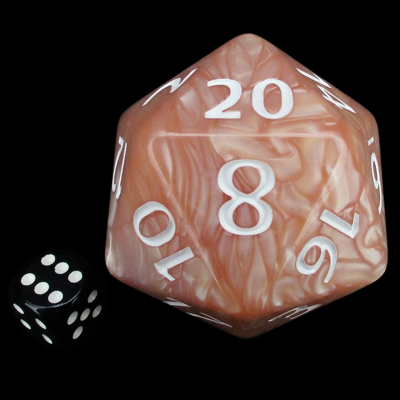 TDSO Pearl Beige & White MASSIVE 55mm TITAN D20 Dice