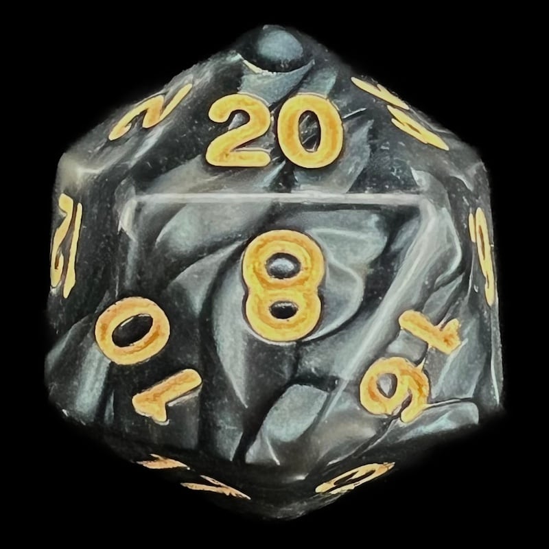 TDSO Pearl Black & Gold D20 Dice