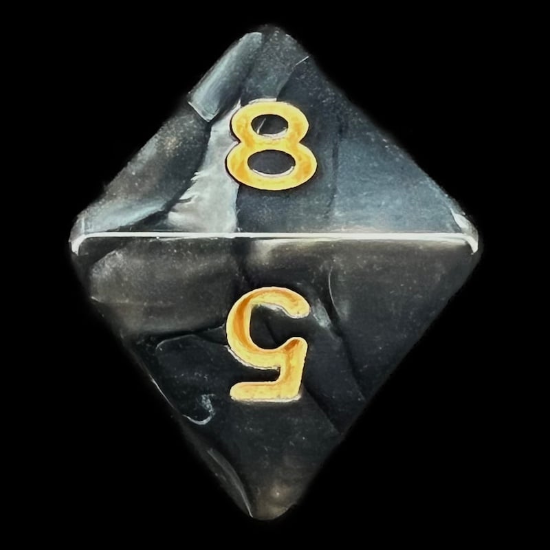 TDSO Pearl Black & Gold D8 Dice