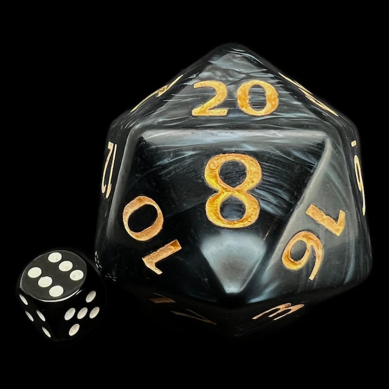 TDSO Pearl Black & Gold MASSIVE 55mm TITAN D20 Dice