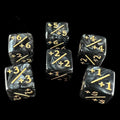 TDSO Pearl Black & Gold Positive Counter 6 x D6 Dice Set