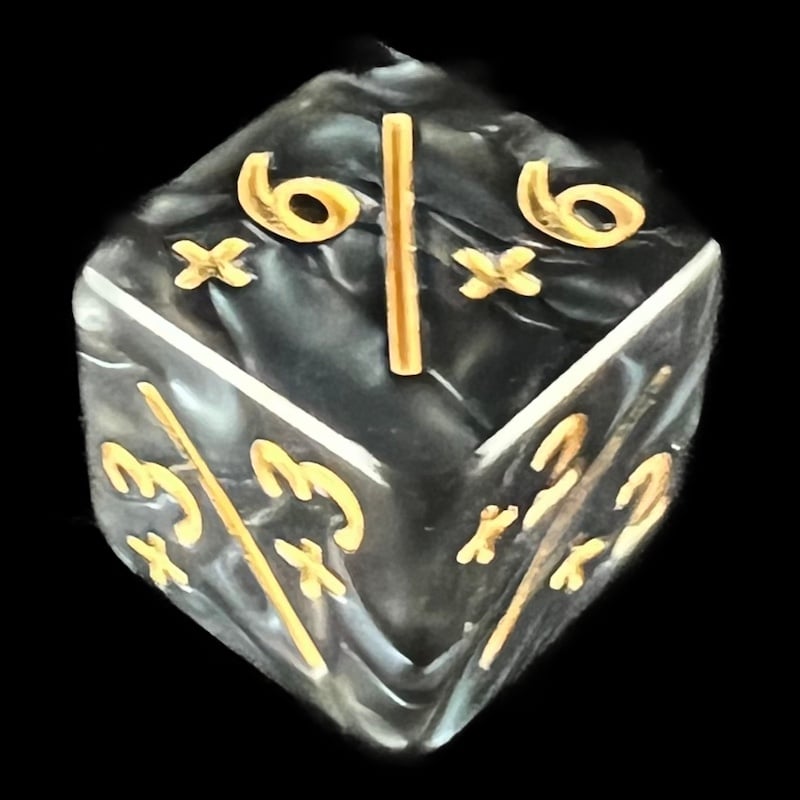 TDSO Pearl Black & Gold Positive Counter 6 x D6 Dice Set