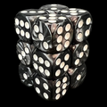 TDSO Pearl Black & White 12 x D6 Dice Set