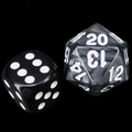 TDSO Pearl Black &amp; White 22mm D20 Spindown  / Countdown Dice