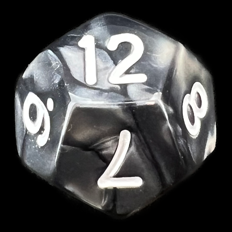 TDSO Pearl Black & White D12 Dice