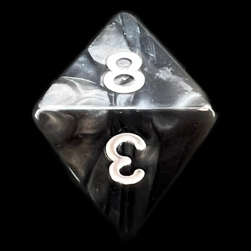 TDSO Pearl Black & White D8 Dice