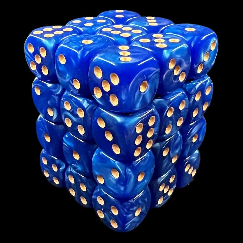 TDSO Pearl Blue & Gold 36 x D6 Dice Set