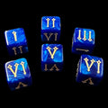 TDSO Pearl Blue & Gold Roman Numeral 6 x D6 Dice
