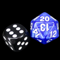 TDSO Pearl Blue &amp; White 22mm D20 Spindown  / Countdown Dice