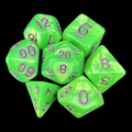 TDSO Pearl Bright Green & Purple 7 Dice Polyset