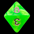TDSO Pearl Bright Green & Purple D8 Dice