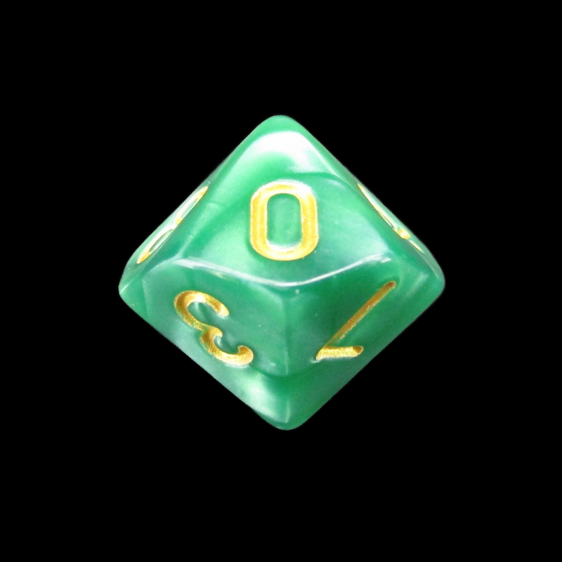 TDSO Pearl Green & Gold D10 Dice