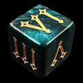 TDSO Pearl Green & Gold Roman Numeral D6 Dice