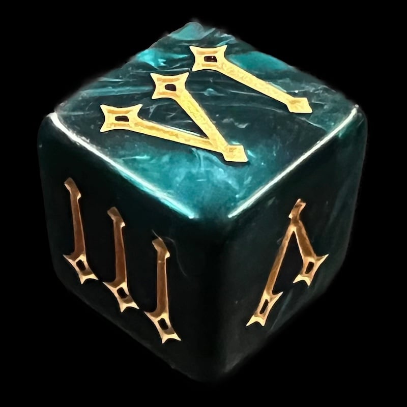 TDSO Pearl Green & Gold Roman Numeral 6 x D6 Dice