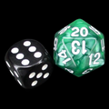 TDSO Pearl Green & White 22mm D20 Spindown  / Countdown Dice