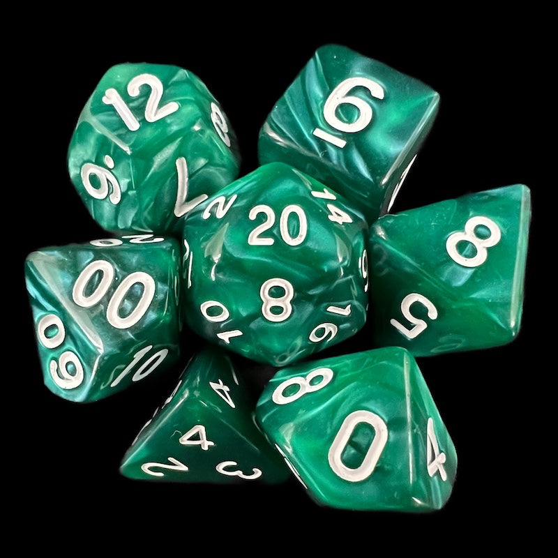 TDSO Pearl Green & White 7 Dice Polyset