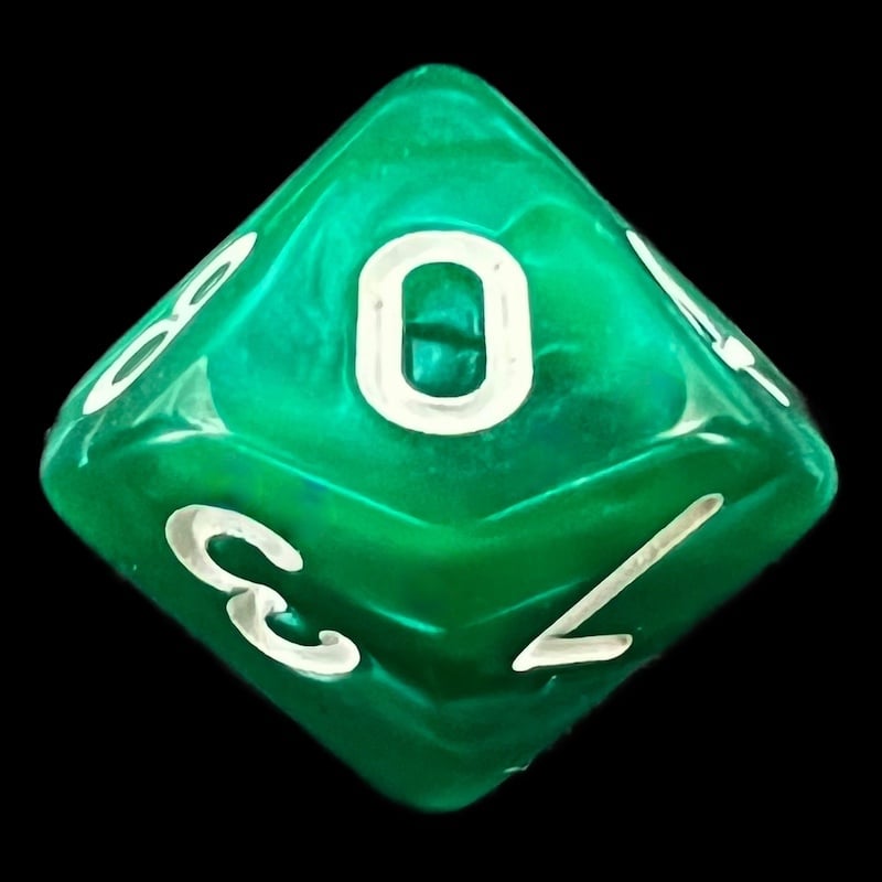 TDSO Pearl Green & White D10 Dice
