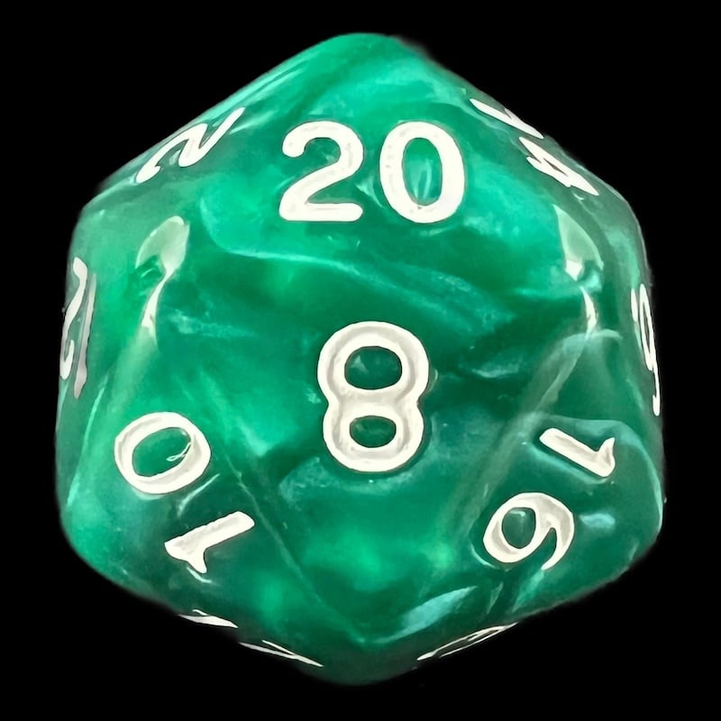 TDSO Pearl Green & White D20 Dice