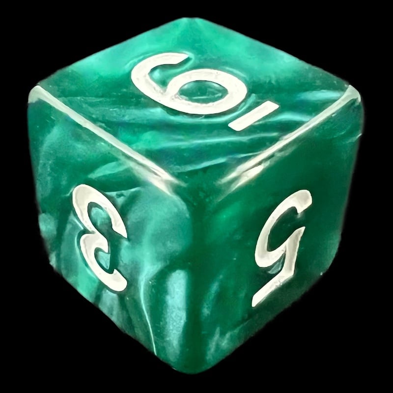 TDSO Pearl Green & White D6 Dice