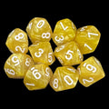 TDSO Pearl Lemon & White 10 x D10 Dice Set