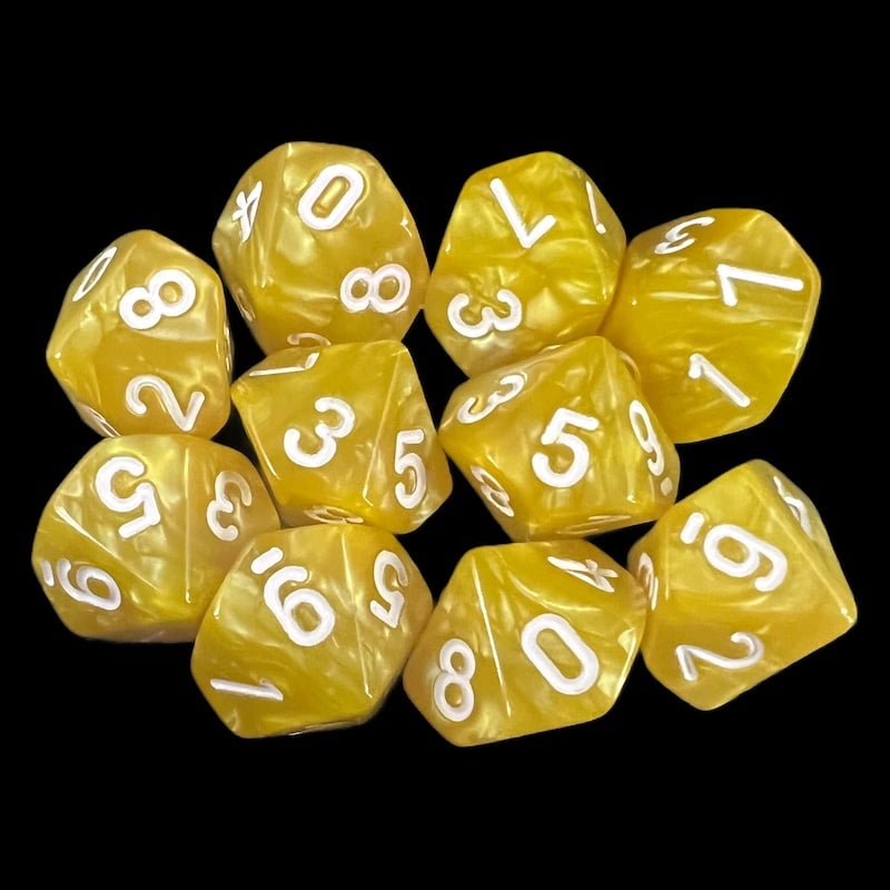 TDSO Pearl Lemon & White 10 x D10 Dice Set