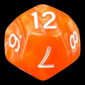 TDSO Pearl Orange & White D12 Dice