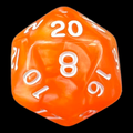 TDSO Pearl Orange & White D20 Dice
