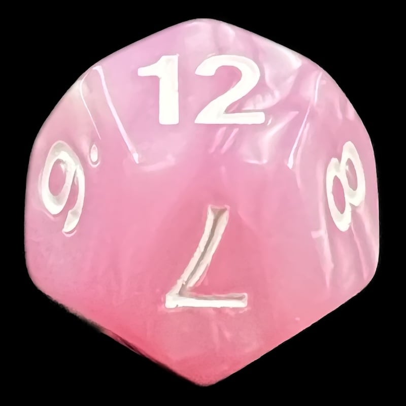 TDSO Pearl Pink & White D12 Dice