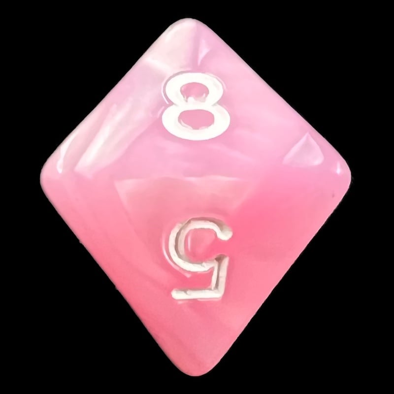 TDSO Pearl Pink & White D8 Dice