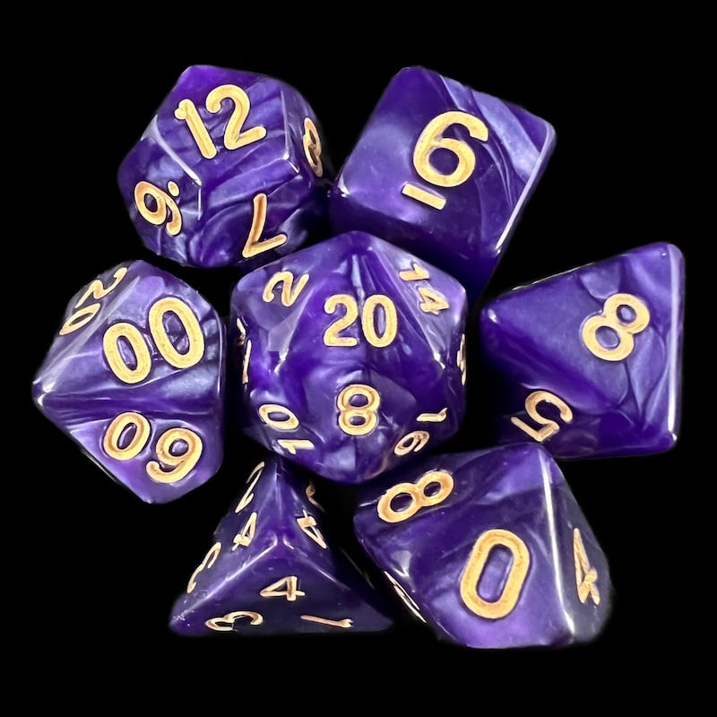 TDSO Pearl Purple & Gold 7 Dice Polyset
