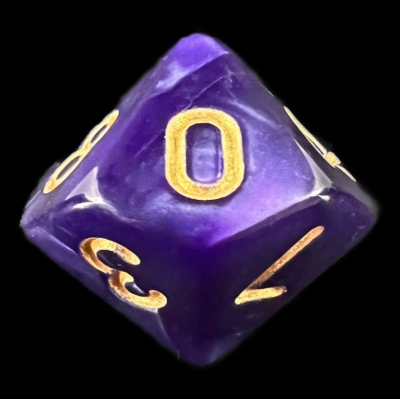 TDSO Pearl Purple & Gold D10 Dice