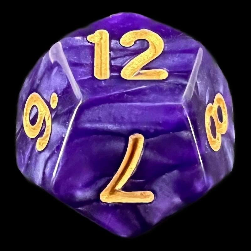 TDSO Pearl Purple & Gold D12 Dice