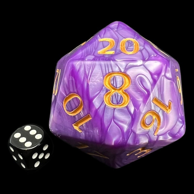 TDSO Pearl Purple & Gold MASSIVE 55mm TITAN D20 Dice