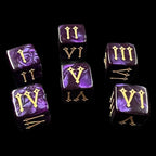 TDSO Pearl Purple & Gold Roman Numeral 6 x D6 Dice