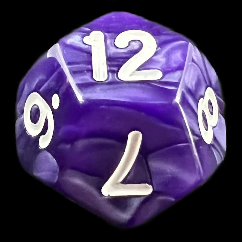 TDSO Pearl Purple & White D12 Dice