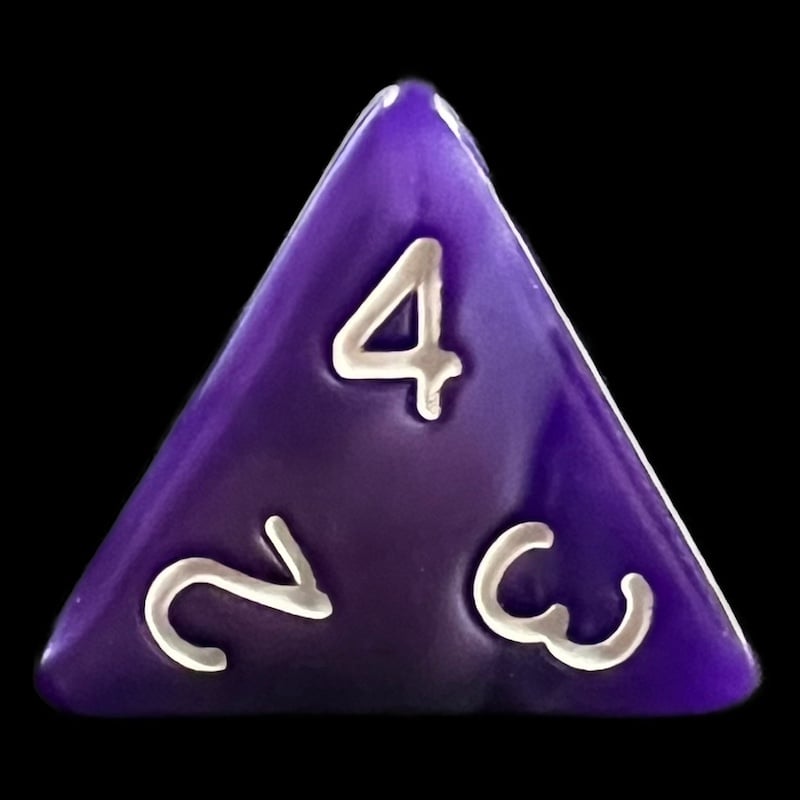 TDSO Pearl Purple & White D4 Dice