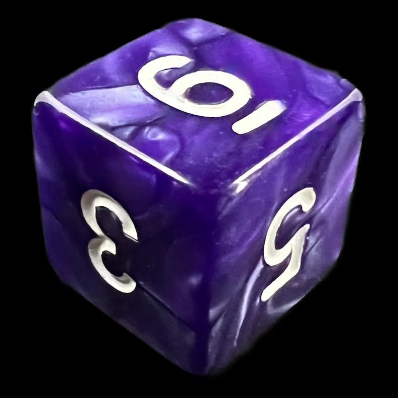 TDSO Pearl Purple & White D6 Dice
