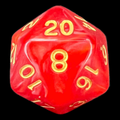 TDSO Pearl Red & Gold D20 Dice