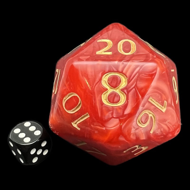 TDSO Pearl Red & Gold MASSIVE 55mm TITAN D20 Dice