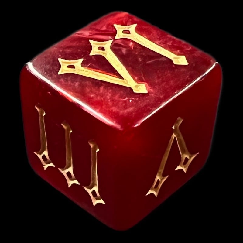 TDSO Pearl Red & Gold Roman Numeral 6 x D6 Dice