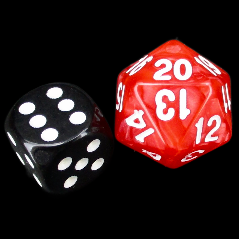 TDSO Pearl Red &amp; White 22mm D20 Spindown  / Countdown Dice