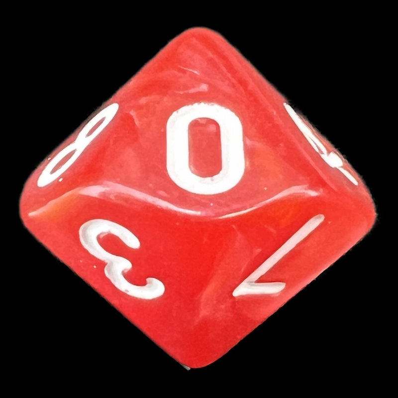 TDSO Pearl Red & White D10 Dice
