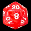 TDSO Pearl Red & White D20 Dice