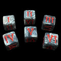 TDSO Pearl Steel & Red Roman Numeral 6 x D6 Dice